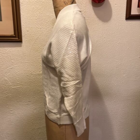 JM COLLECTION PETITE Sequin Embellished Cocoon Cardigan NEO NATURAL PXS - Picture 6 of 12